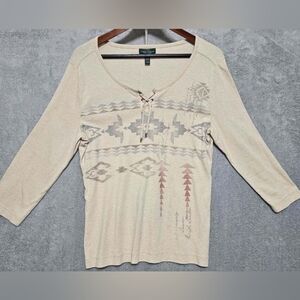 Lauren Ralph Lauren Vintage Aztec  Western Khaki Long Sleeve Shirt XL